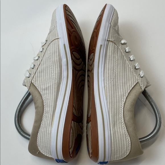 Keds Pinstripe Canvas Lace Up Sneakers Neutral Beige Womens Size 9 - Picture 6 of 9